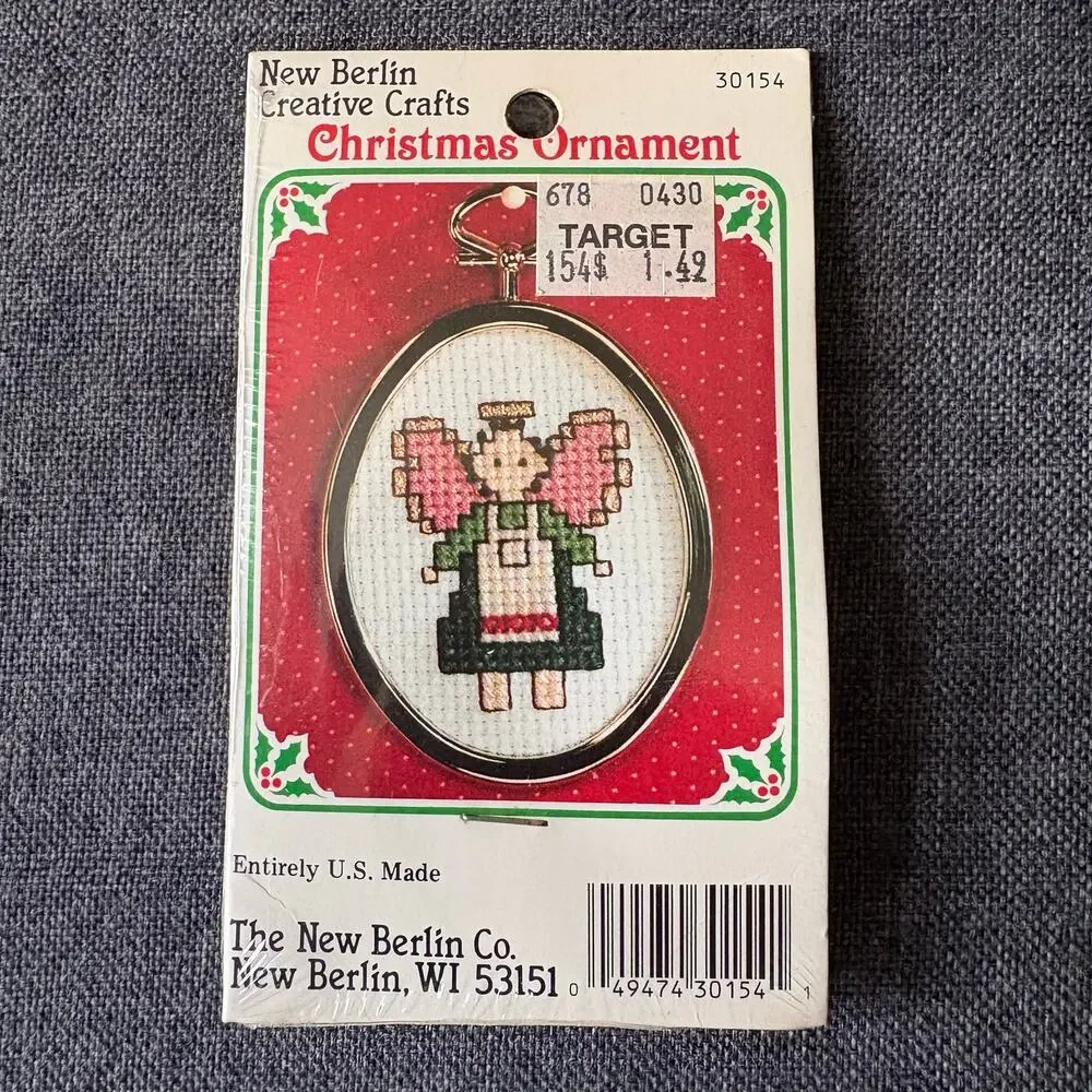 Country Angel Christmas Ornament Vintage Counted Cross Stitch Kit by New Berlin
